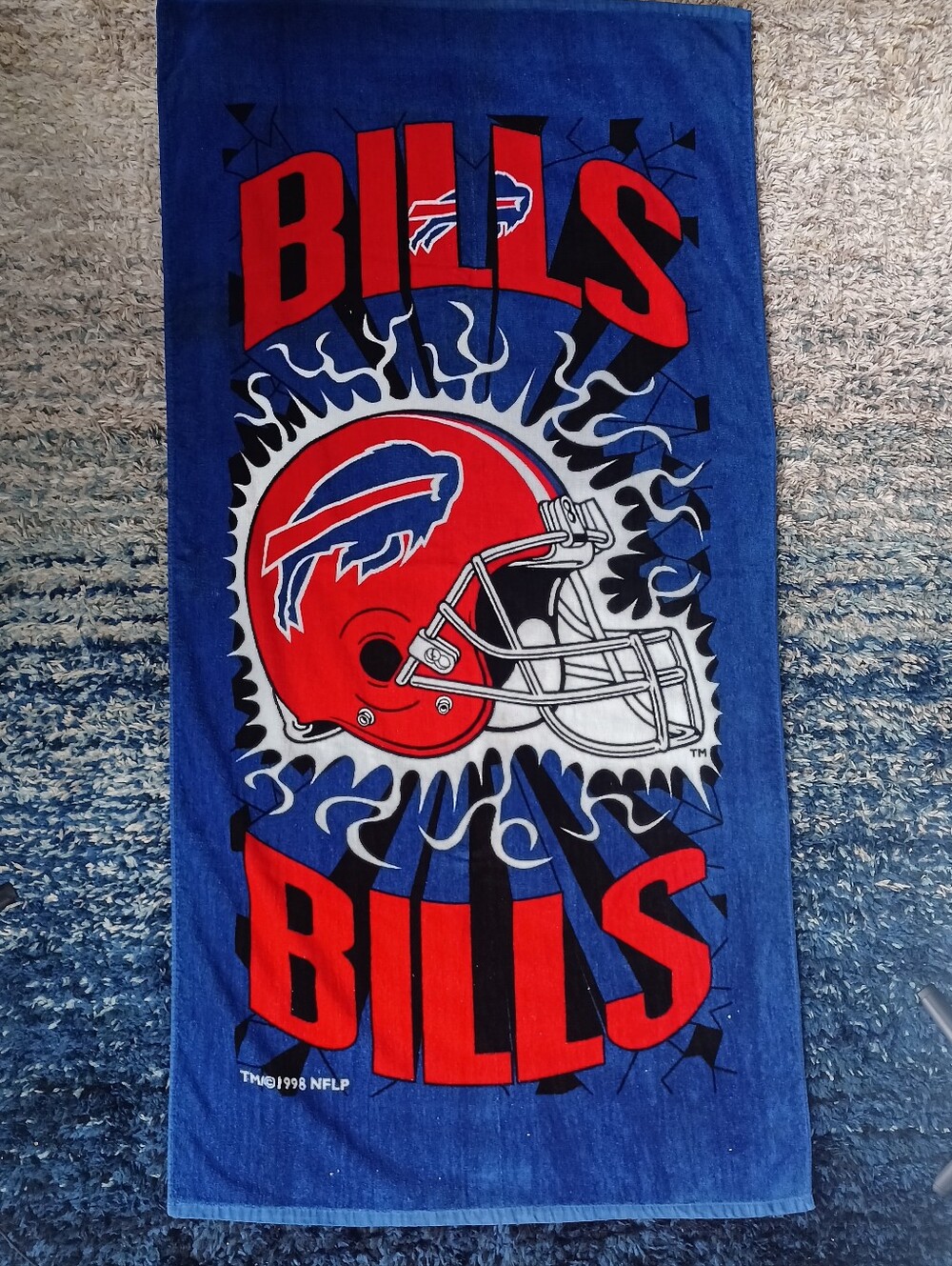 Vintage 90s 1998 Buffalo Bills Shockwave Beach Towel NFL  58"x30"
